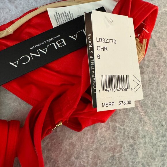 LA Blanca Bikini Swim Top Red - Picture 6 of 7